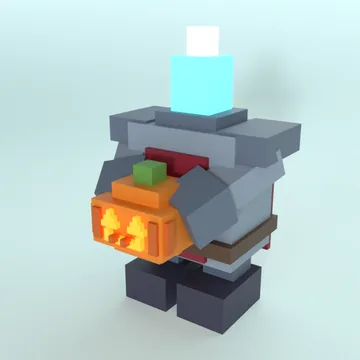 Headless Knight: blocky low-poly 3D model