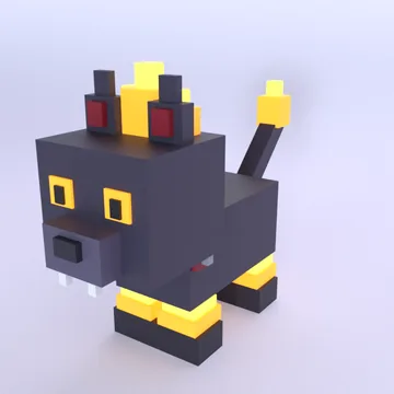 Hellhound: blocky low-poly 3D model