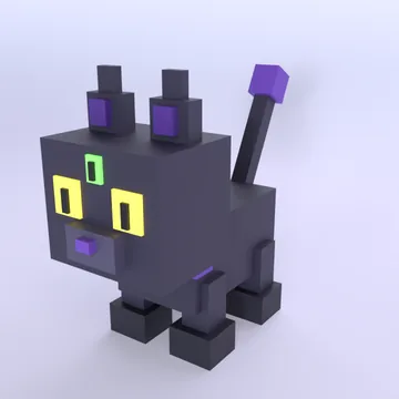 Hex Cat: blocky low-poly 3D model