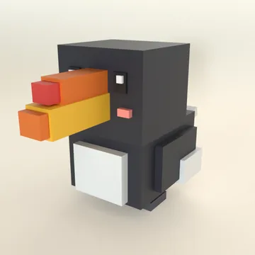 Hornbill: blocky low-poly 3D model