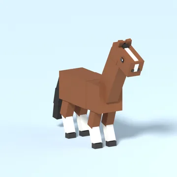 Horse: blocky low-poly 3D model