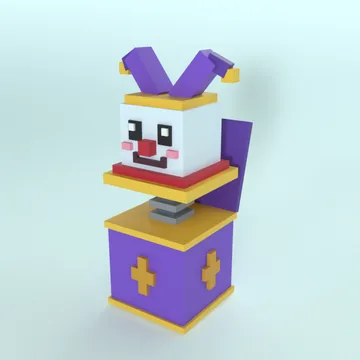 Jack-in-the-Box: blocky low-poly 3D model