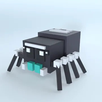Jumping Spider: blocky low-poly 3D model