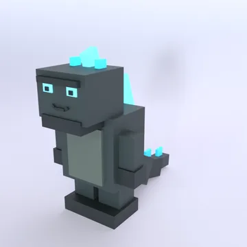 Kaiju: blocky low-poly 3D model