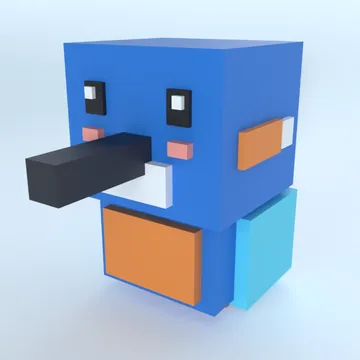Kingfisher: blocky low-poly 3D model