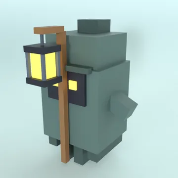 Lantern Keeper: blocky low-poly 3D model