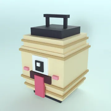 Lantern Spook: blocky low-poly 3D model