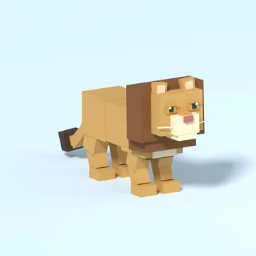 Lion: blocky low-poly 3D model