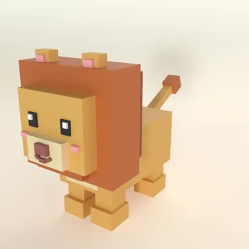 Lion: blocky low-poly 3D model