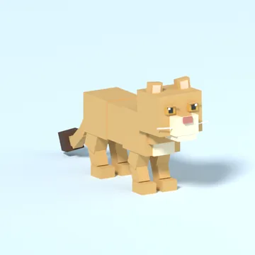 Lioness: blocky low-poly 3D model