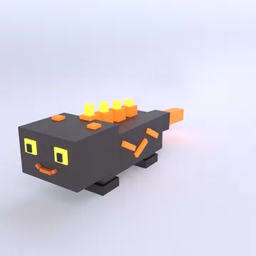 Magma Salamander: blocky low-poly 3D model