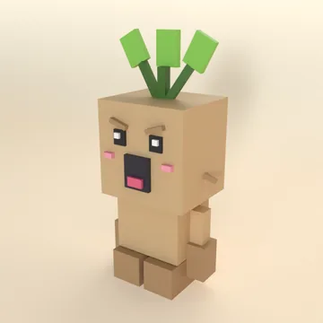 Mandrake: blocky low-poly 3D model