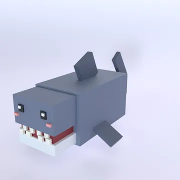 Megalodon: blocky low-poly 3D model