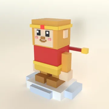 Monkey King: blocky low-poly 3D model from Cube Pets Mega Pack 3