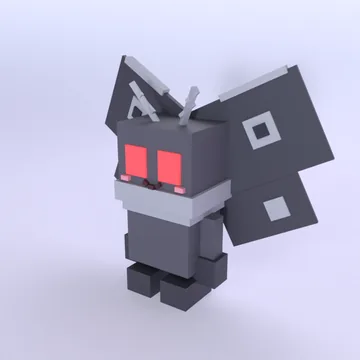 Mothman: blocky low-poly 3D model