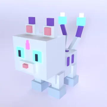 Nekomata: blocky low-poly 3D model