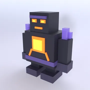 Obsidian Golem: blocky low-poly 3D model