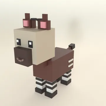 Okapi: blocky low-poly 3D model