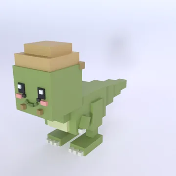 Pachycephalosaurus: blocky low-poly 3D model