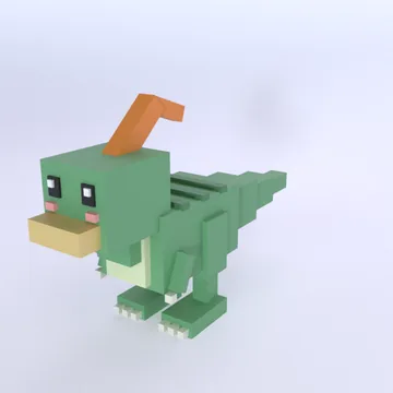 Parasaurolophus: blocky low-poly 3D model