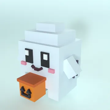 Peekaboo: blocky low-poly 3D model