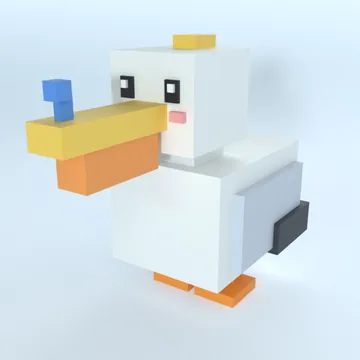 Pelican: blocky low-poly 3D model