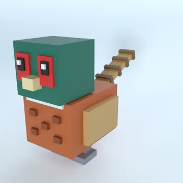 Pheasant: blocky low-poly 3D model