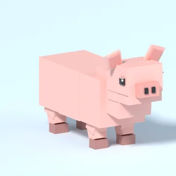 Pig: blocky low-poly 3D model from Animated Cube Farm Animals