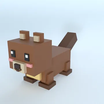 Pine Marten: blocky low-poly 3D model