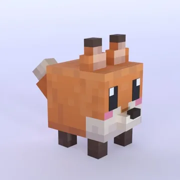 Pixel Fox: blocky low-poly 3D model