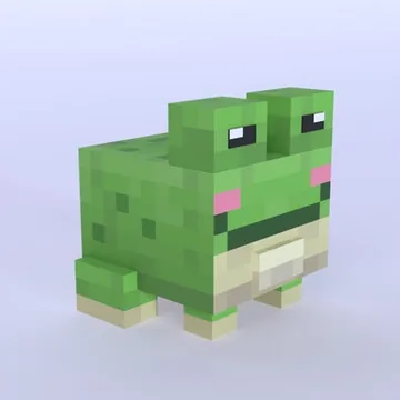 Pixel Frog: blocky low-poly 3D model