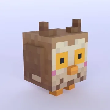 Pixel Owl: blocky low-poly 3D model