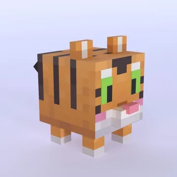 Pixel Tiger: blocky low-poly 3D model