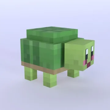 Pixel Turtle: blocky low-poly 3D model
