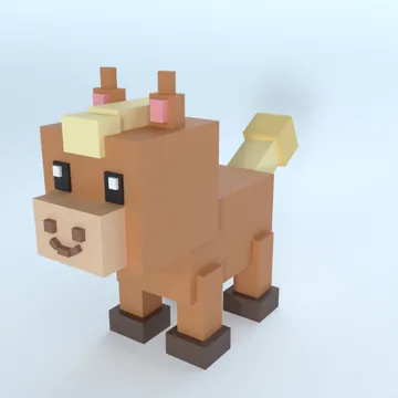 Pony: blocky low-poly 3D model