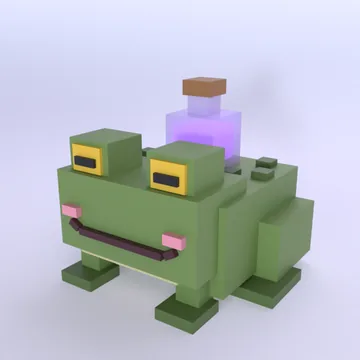 Potion Toad: blocky low-poly 3D model from Cube Pets Halloween Pack