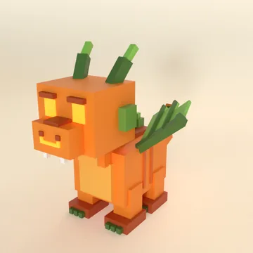 Pumpkin Dragon: blocky low-poly 3D model