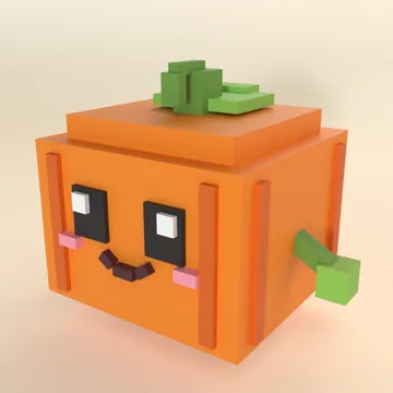 Pumpkling: blocky low-poly 3D model