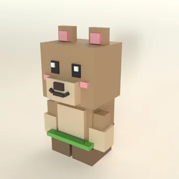 Quokka: blocky low-poly 3D model