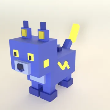Raiju: blocky low-poly 3D model