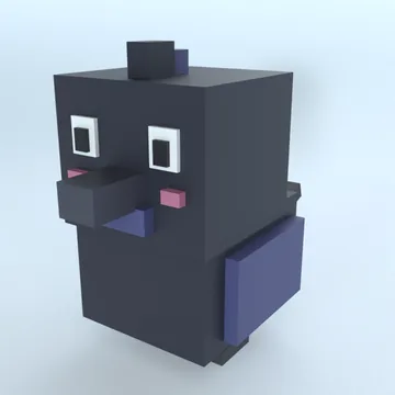 Raven: blocky low-poly 3D model
