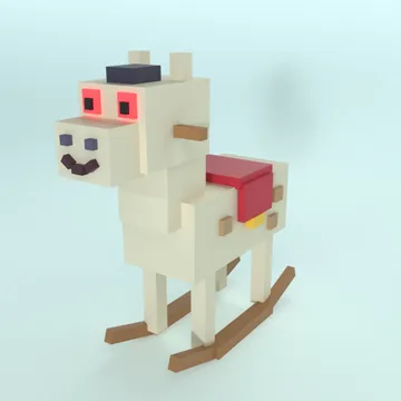 Rocking Horse: blocky low-poly 3D model