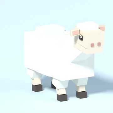 Sheep: blocky low-poly 3D model