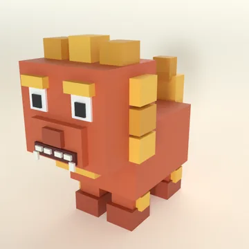 Shisa: blocky low-poly 3D model
