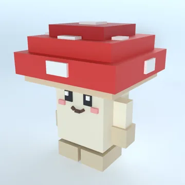 Shroomling: blocky low-poly 3D model