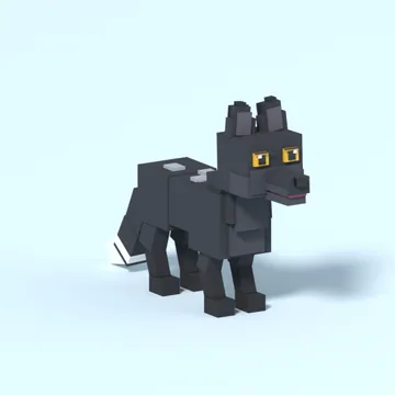 Silver Fox: blocky low-poly 3D model
