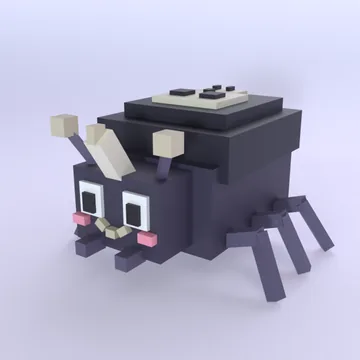 Skull Beetle: blocky low-poly 3D model