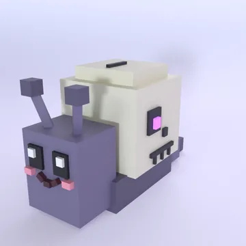 Skull Snail: blocky low-poly 3D model