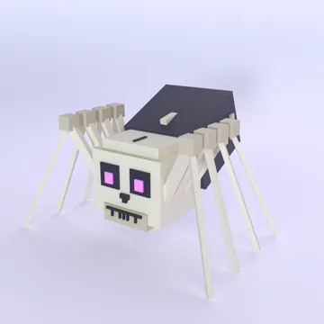 Skull Spider: blocky low-poly 3D model