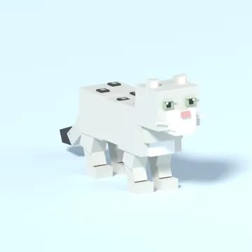 Snow Leopard: blocky low-poly 3D model